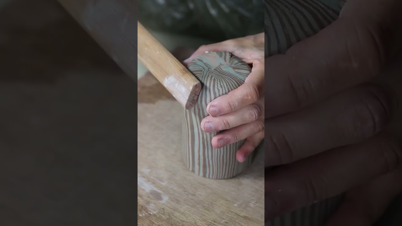 How to make a pottery slab nerikomi cup 