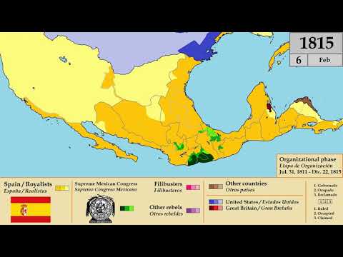 नकाशा: मेक्सिकन स्वातंत्र्य युद्ध/ Independencia de México (1810-1821) - दर आठवड्याला