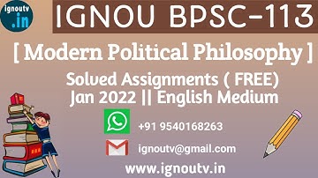 IGNOU BPSC-113 Solved Assignment Jan 2022 [FREE] || IGNOU BAPSH || IGNOU TV || IGNOU ||