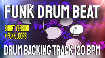 Funk Beat 120 bpm with Funk Drum Loops - Drum Backing Track - #8