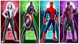 Spider-Gwen vs Captain America vs Spider-Man vs Hulk  Tiles Hop Battle!