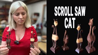 Scroll saw cat. How to carve a cat using compound cut technique. Easy woodworking project