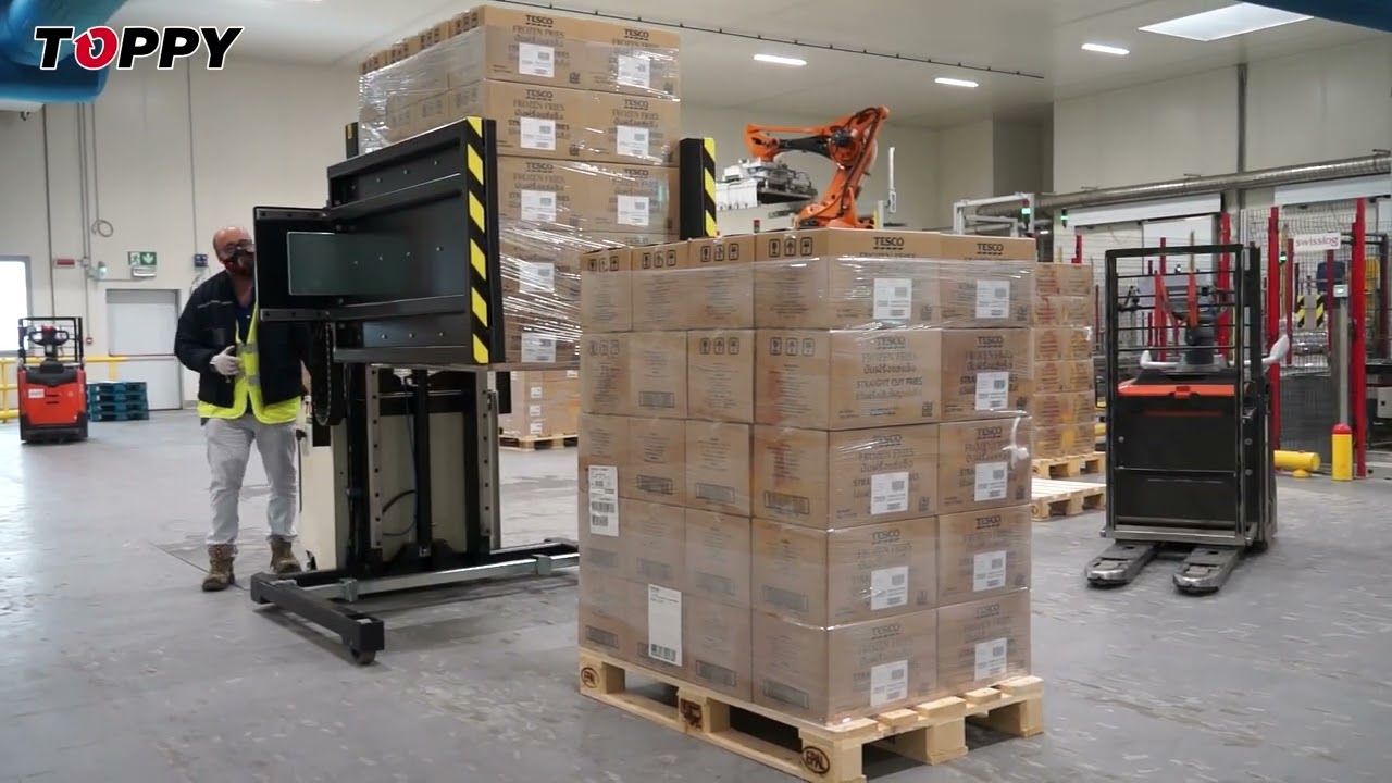 Trocador de paletes móvel “Side Press” para manuseio de caixas