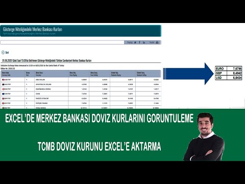 Excel merkez bankası kurlarını görüntüleme - Excel TCMB döviz kuru çekme - aktarma