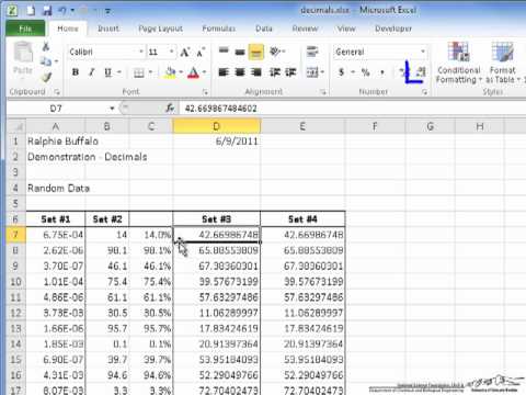 Formatting Numbers in Excel