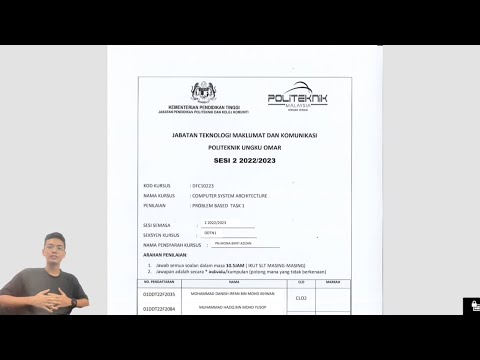 DFC10223-COMPUTER SYSTEM ARCHITECTURE (PROBLEM BASED TASK 1)