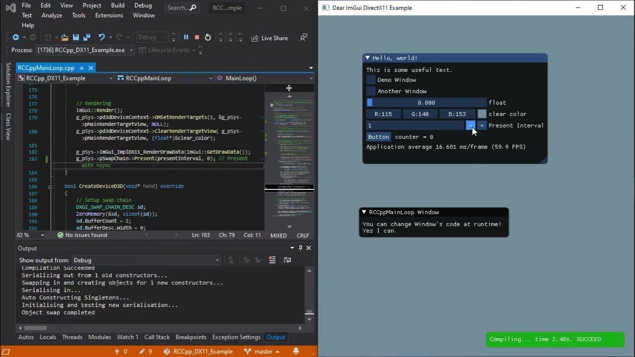 Runtime Compiled C++ - Dear ImGui and DirectX11 Tutorial Teaser - YouTube
