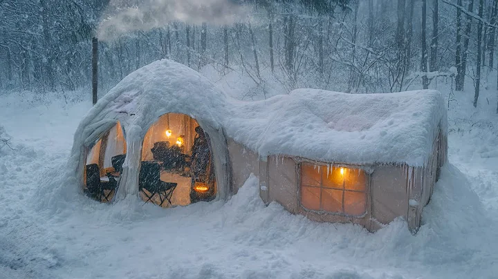 Camping Inflatable Luxury Tent Isolated For 3 Days Amid Heavy Snow [ ASMR ]