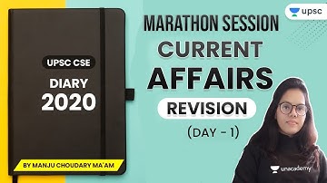 UPSC CSE | Diary 2020 Complete Current Affairs Revision (Day - 1) by Manju Ma
