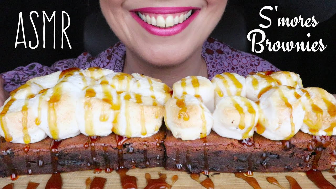 S'MORES BROWNIES WITH CARAMEL SYRUP 🍫 | ASMR Mukbang | Real Eating ...