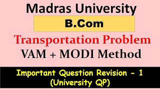 Transportation problem [ MODI method - U V method with Optimal Solution ] Operations research
