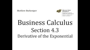 Business Calculus Section 4.3 - Derivative of the Exponential