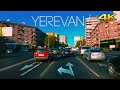 Driving tour in Yerevan at evening to Kasakh village, Armenia. 4K 60fps