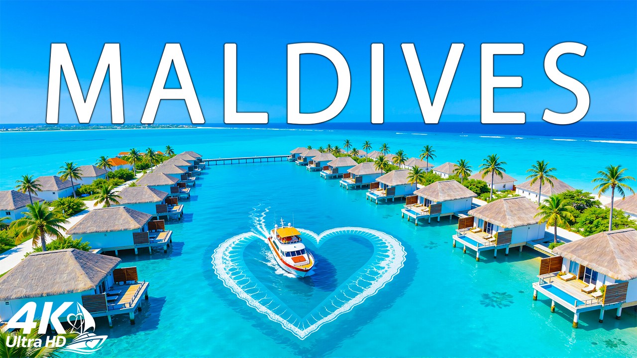 Мальдивы 4K 🇲🇻 Рай с высоты птичьего полета: виды бирюзовых атоллов с дрона | Deep House 2026