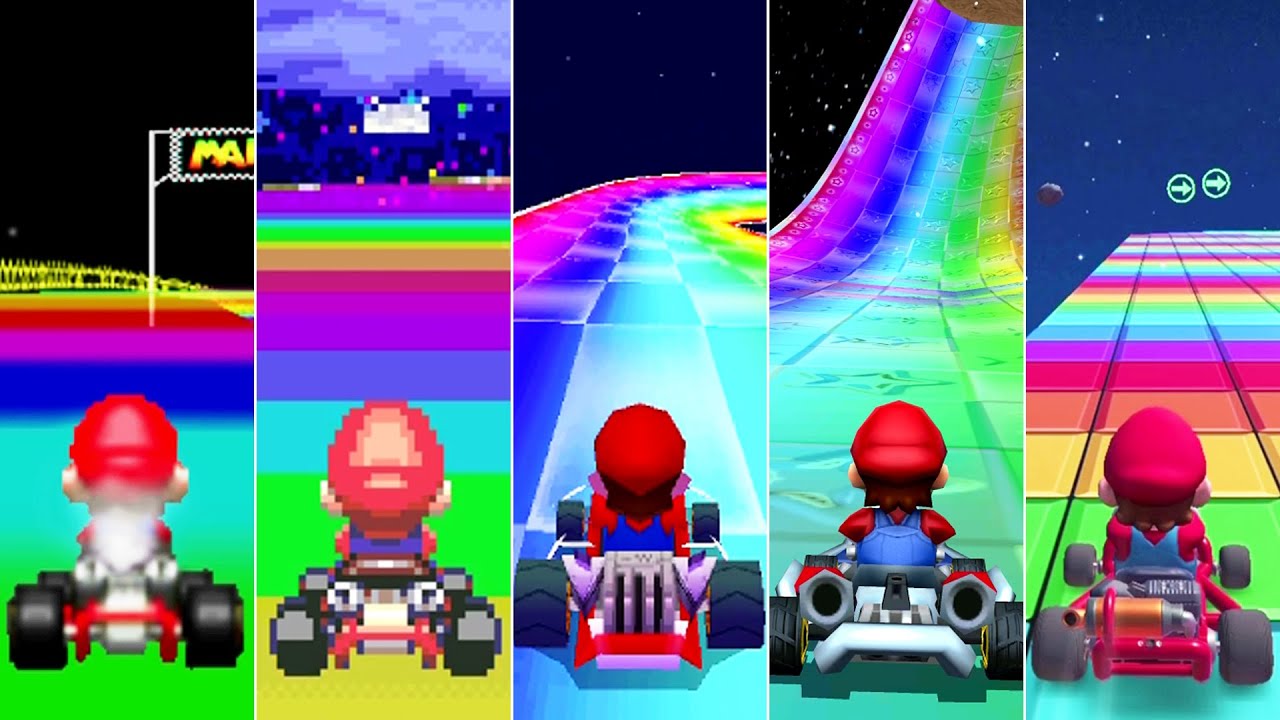 Evolution Of Rainbow Road In Mario Kart 1992 19 Youtube
