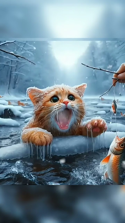 kitten ice in water 😭😕#youtube #cat