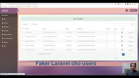 Bài 104 : Lập trình website bán hàng Laravel - Sử dụng faker Users