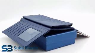 Large Leather Purse   Navy Blue, black and pink + giftbox screenshot 4