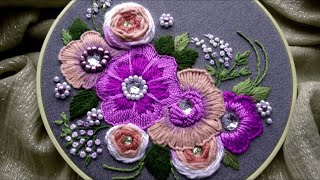 Flower Composition Embroidery Process | Hand Embroidery