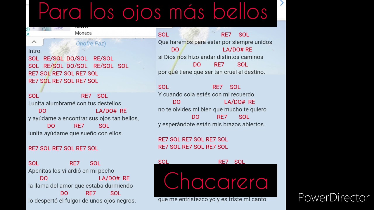 Para los ojos más bellosacordes - YouTube