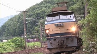 瀬野八を駆け上るEF66 33号機+EF67 101号機 貨物列車2074レ 瀬野～八本松 2012.6