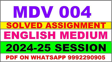 mdv 4 solved assignment 2024-25 | mdv 4 solved assignment in english 2025 | mdv 4 2024-25