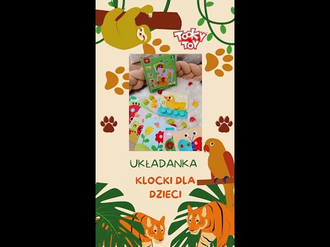TOOKY TOY Układanka Klocki dla Dzieci Zwierzęta Dopasuj Nauka Kształtów Kolorów + Plansze