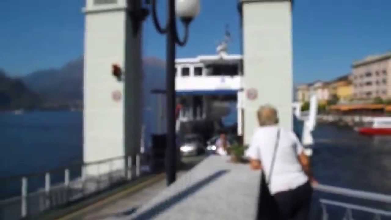 Ferry unloads Cars in Bellagio Como Lake Italy