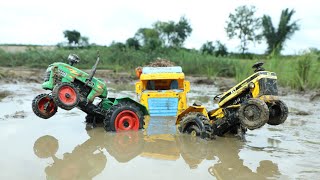 Tipper Truck Stuck in Deep Mud pulling Out Mini Eicher | ALT | Mahindra |Sonalika Tractor | CS Toy