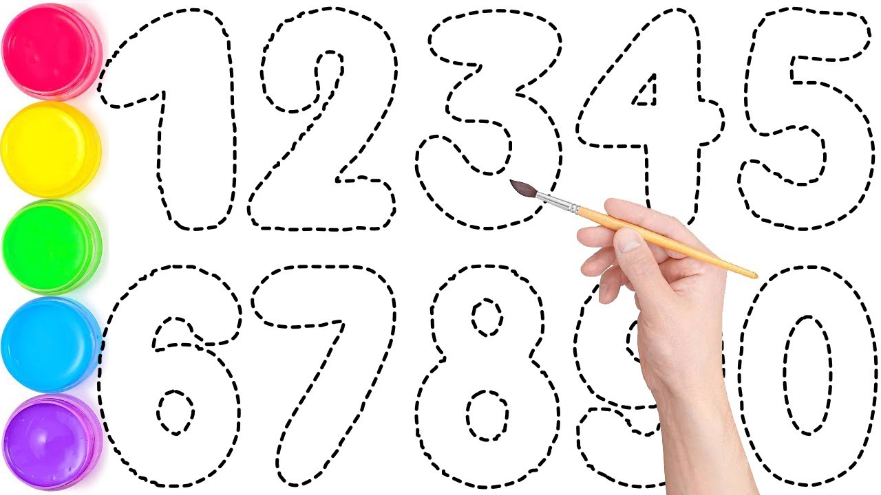 1234567890, Как рисовать и раскрашивать цифры от 1 до 10 для начинающих | Обучающее видео для дош...