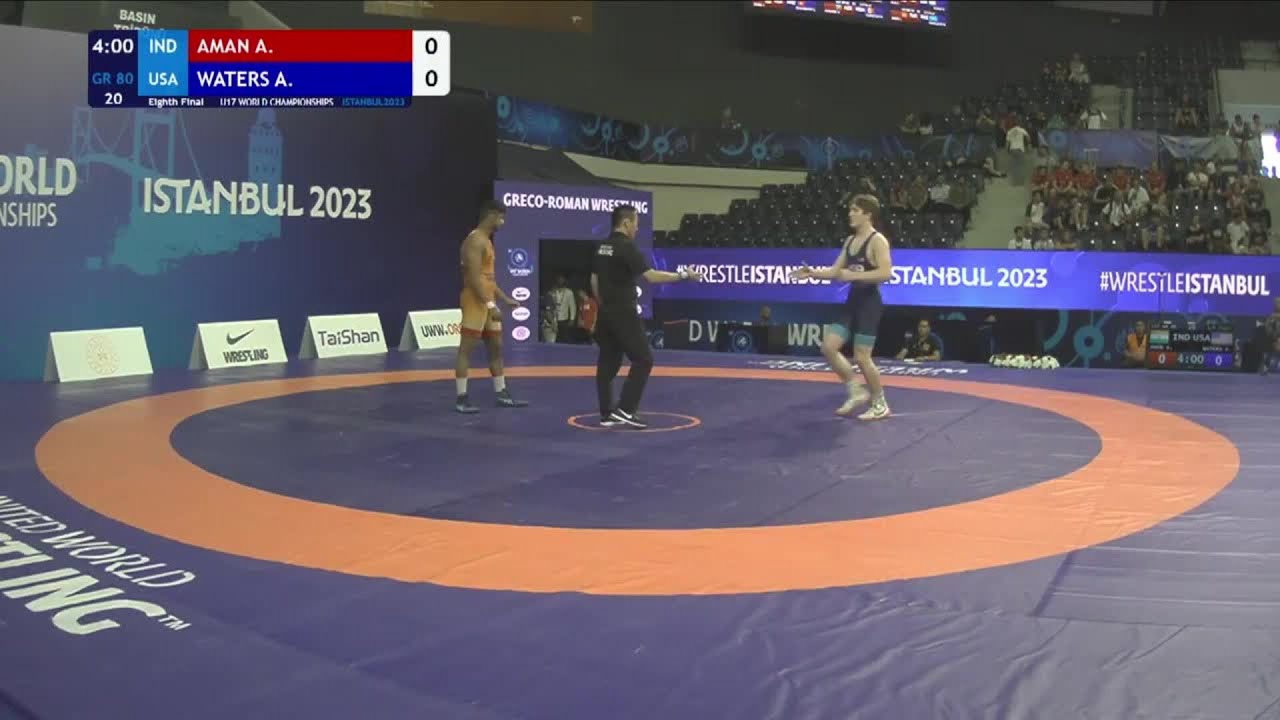 Eighth Final • U17 GR 80Kg • Aman AMAN (IND) vs. Adam Scott WATERS (USA)