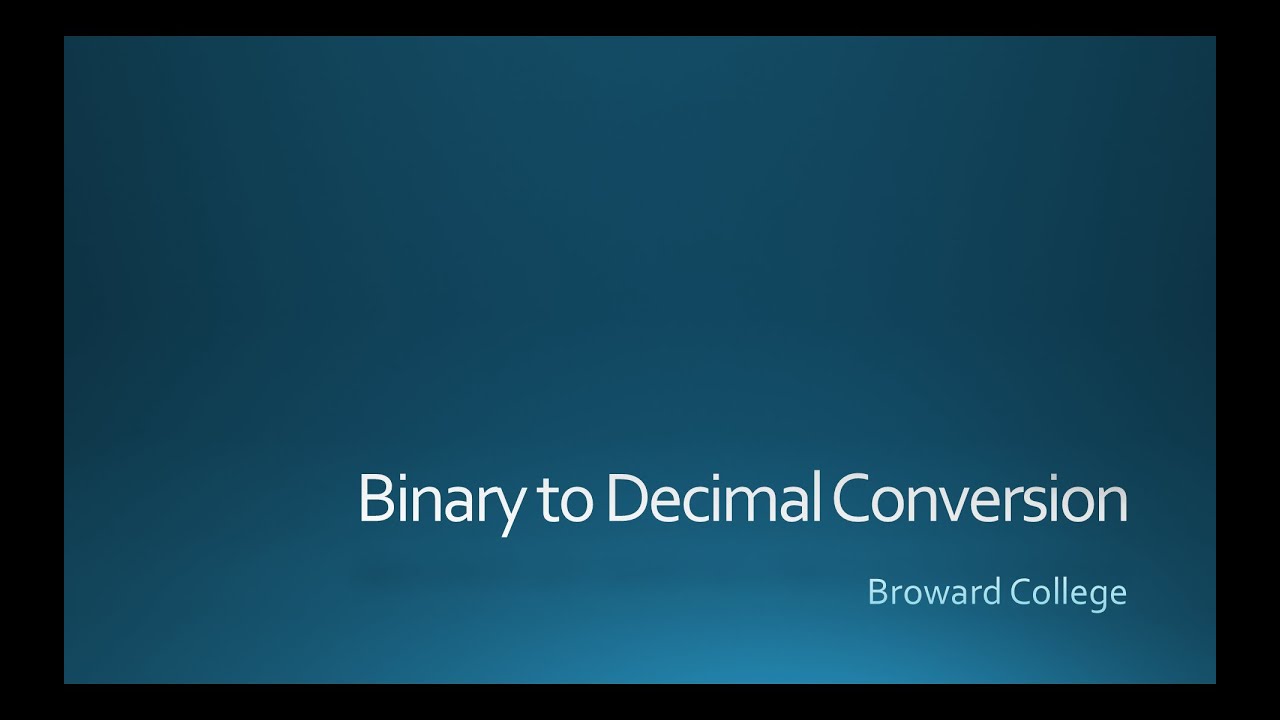 Binary to Decimal Conversion - YouTube