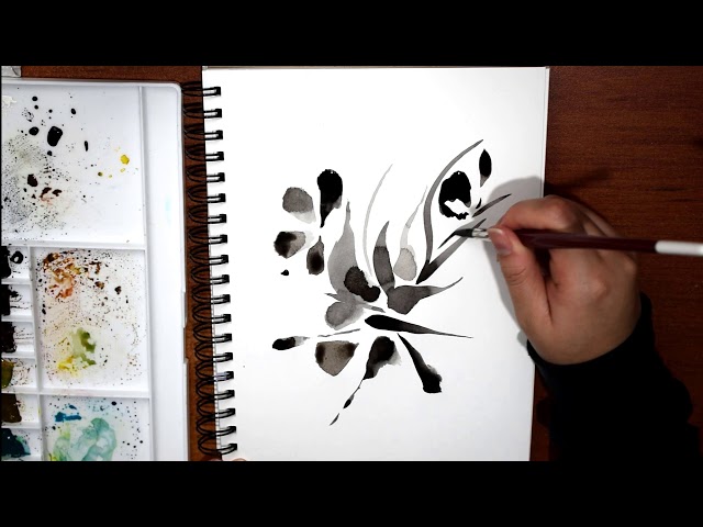 Sketchbook #2/ Abstract Black Watercolor Painting / Demo // Pintura Abstracta con Acuarela Negra.