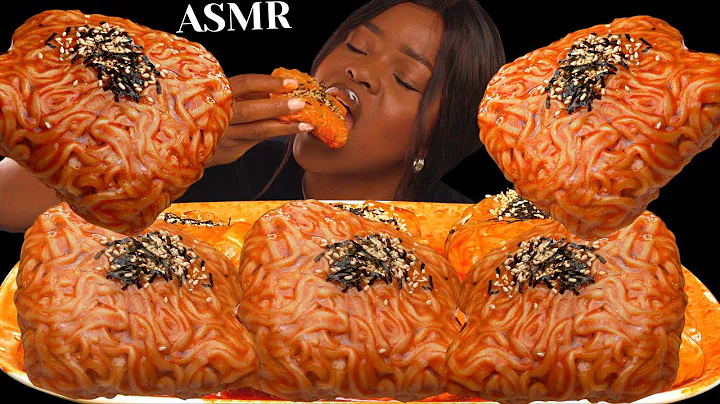 ASMR SPICY FIRE NOODLES WRAP, RICE CAKE & SALMON FISH MUKBANG |Eating Sounds| No talking| Vikky ASMR