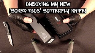 Unboxing my New 'Boker Plus' Balisong Butterfly Knife! (Tactical, Small, Black, G-10, 3.4" Satin)