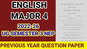 English Major Semester 3 (NEP 2022–26) | SKMU University | Previous Year Question Paper |