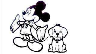 Very Easy Mickey Mouse Drawing for Kids, Simple 🐕 Art for Kids, PAK Bharat Art