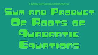 Grade 9 - Sum and Product of Roots of Quadratic Equations (Tagalog/Filipino Math)