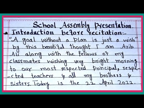 introduction for school assembly in english for speech