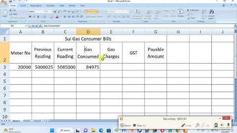 MS Excel Sui Gas Bill