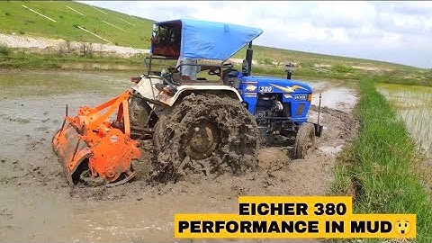 #eicher_tractor #eicher #eicherpower EICHER 380  PERFORMANCE IN MUD 😲 OFF KG WHEELS WITH ROTAVATOR