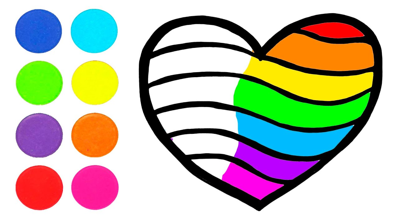 ⁣Dibuja y Colorea un Corazón de Arcoiris🌈💖 Videos para niños.