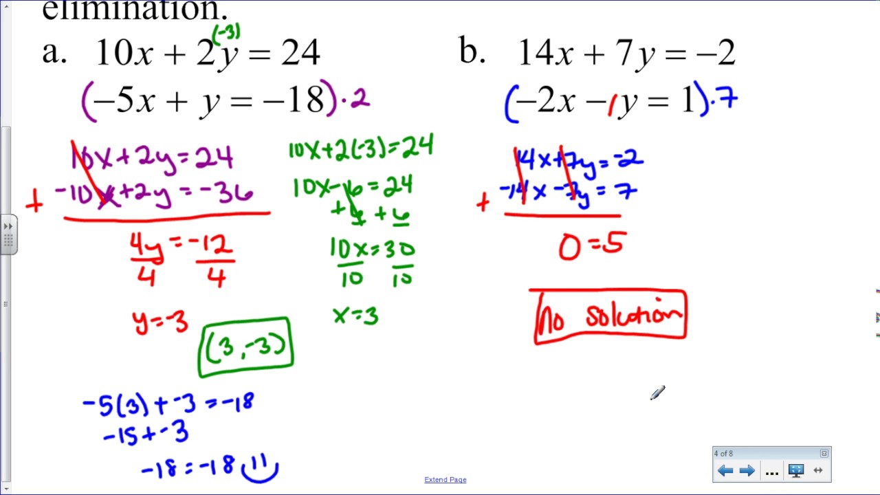 Solving Systems Of Equations By Elimination Worksheet On Multiplication