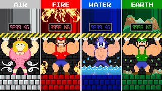 : Elements Challenge: Fire Mario vs Air Peach vs Water Sonic vs Earth Luigi Muscle!