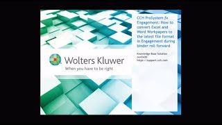 CCH® ProSystem fx® Engagement - Converting Microsoft® Excel and Word workpapers during roll forward