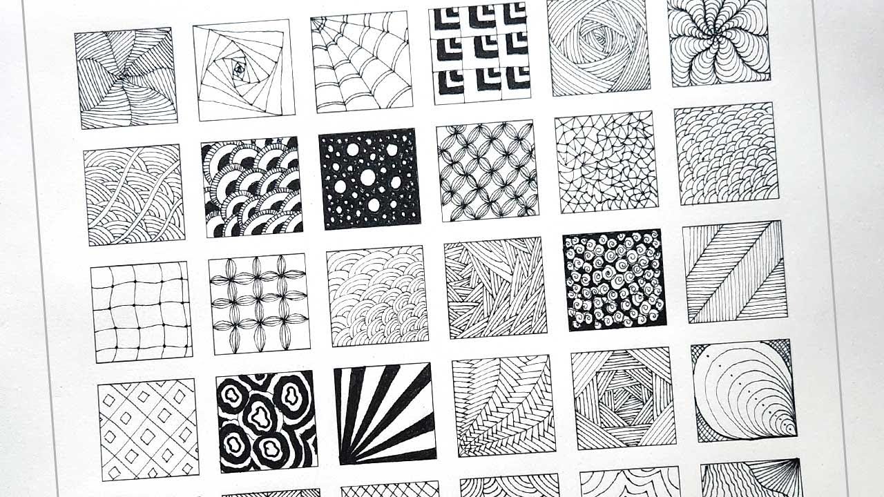 30 Easy Zentangle Patterns | Step by Step Zentangle Tutorial for ...