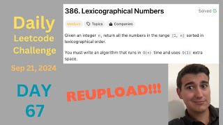 Famous Daily LeetCode Challenge (Day 67): Lexicographical Numbers Profile