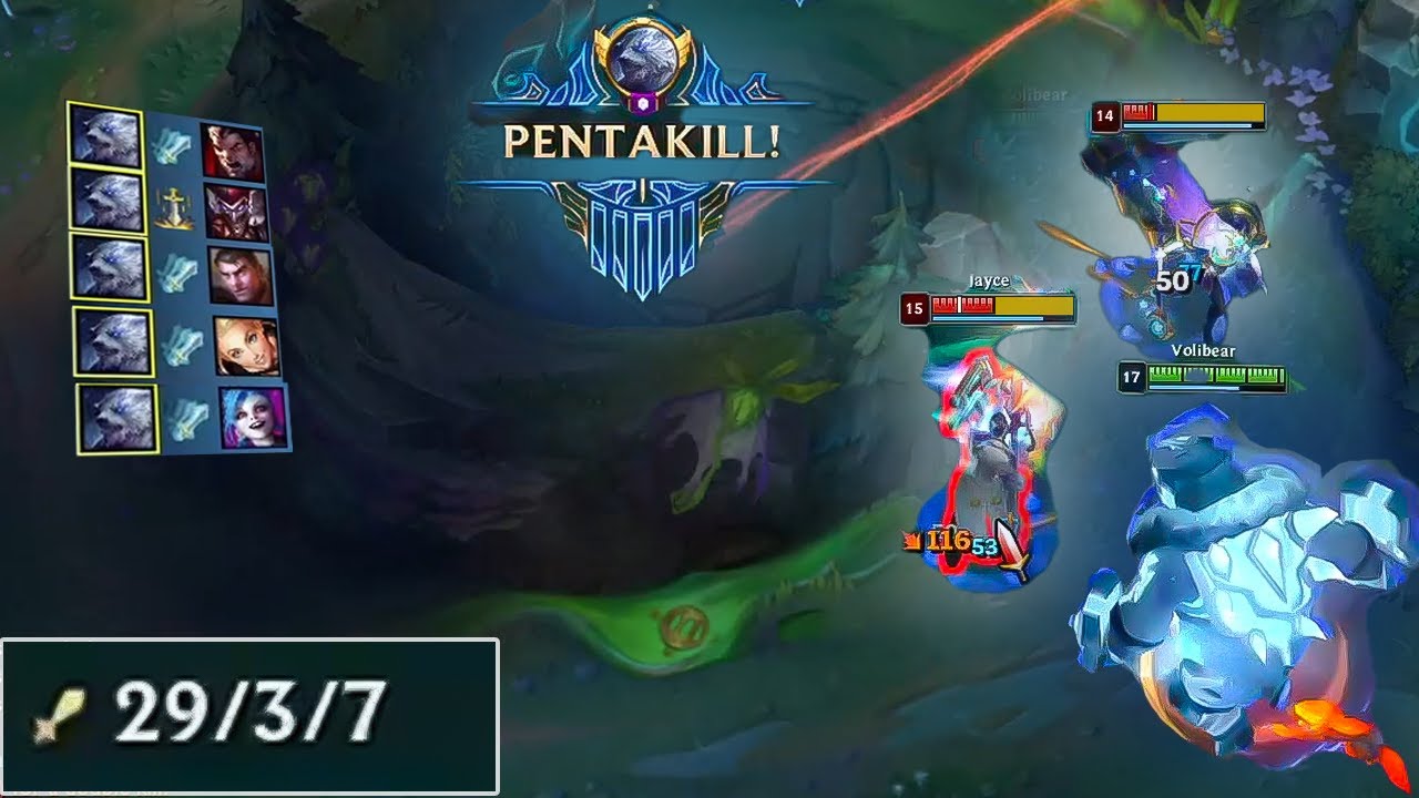 BUFFED volibear gets PENTAKILL In Ranked (30 kills game) !!