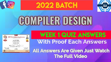 Compiler Design | Week 1 Answers 2022 | NPTEL | SWAYAM |