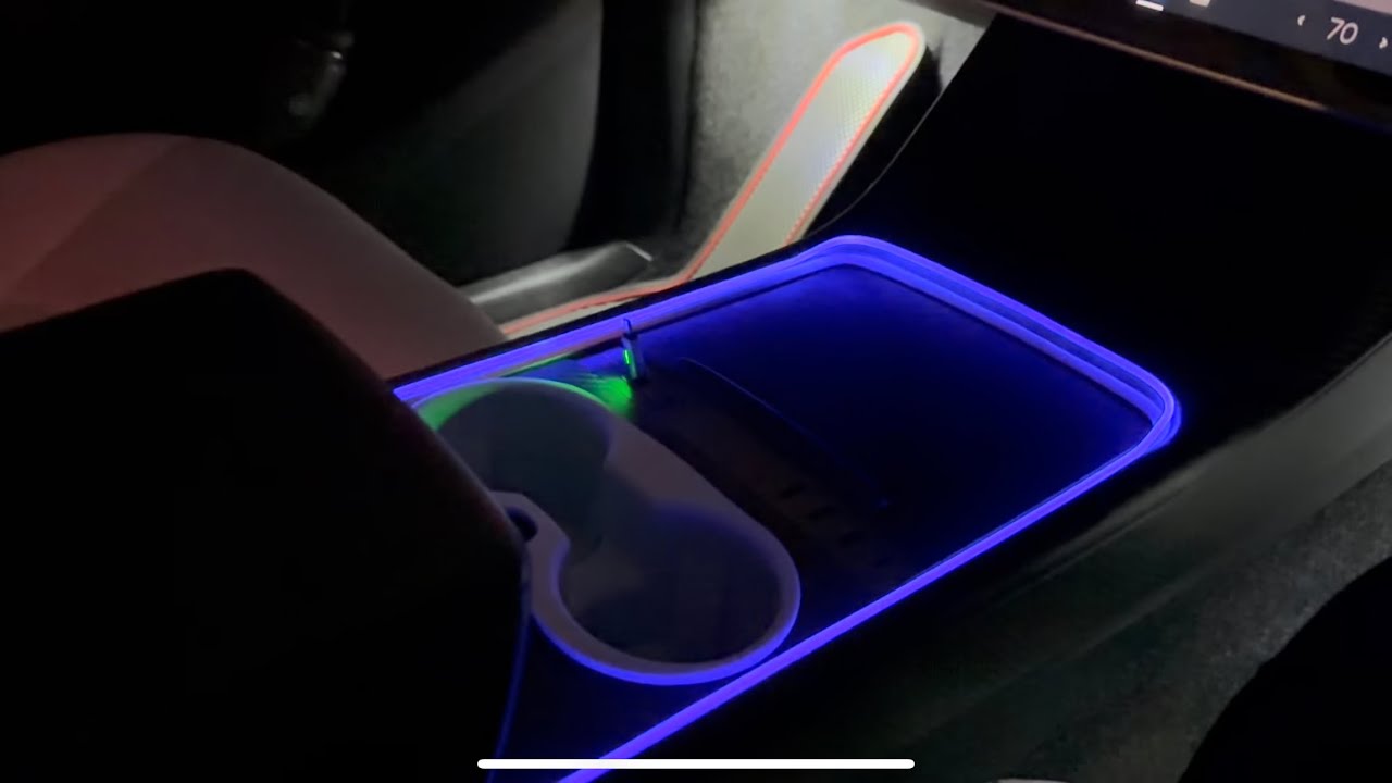 Tesla Model 3 and Model Y: Bluetooth Middle Console Ambient LED Strip -  Plugear